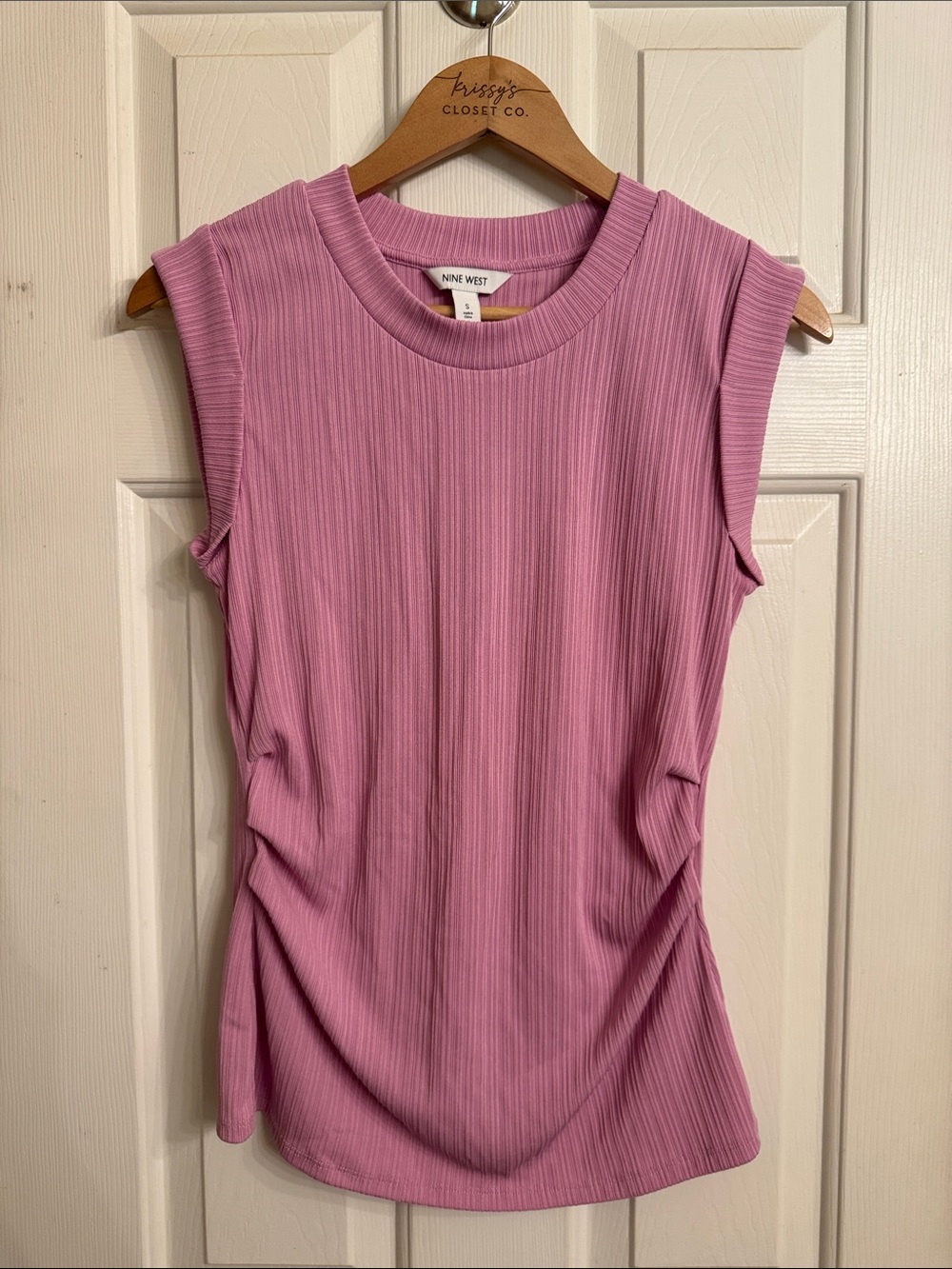 Nine West Ribbed Sleeveless Tank - Dusty Mauve